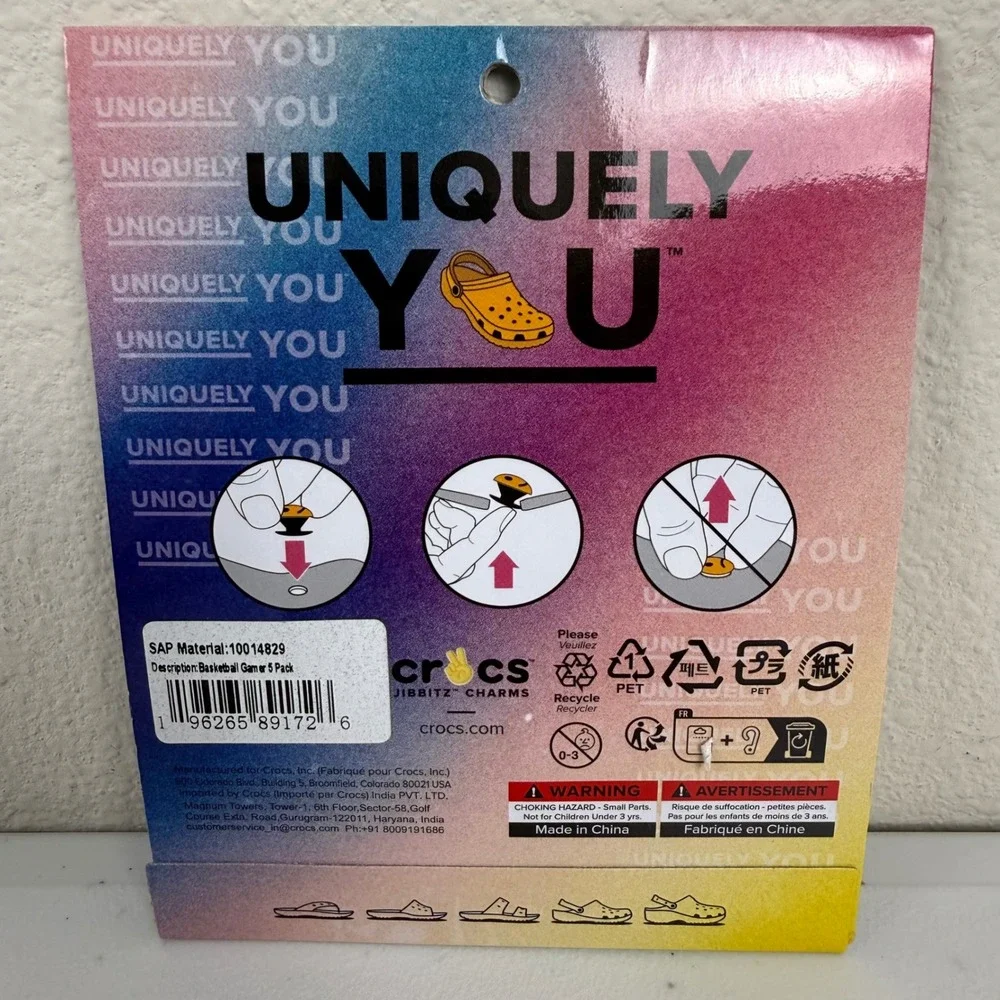 Uniquely You Crocs Jibbitz Charms Basketball Gamer 5 Pack Basketball Player Kids